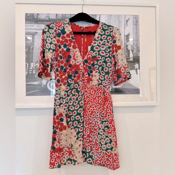 Zara NWT Trafaluc Floral Patchwork mini dress - Picture 2 of 5